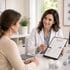 BHRT doctor reviews hormone lab results with patient