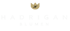 HADRIGAN BLUMEN Logo mit goldenem blumenförmigem Symbol und schwarzem "H" auf grünem Hintergrund.