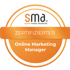 Siegel der Akademie: zertifizierter Online Marketing Manager und Strateg