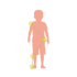 Kindersilhouette mit gelben Punkten an Schulter, Hüfte, Knie und Fuß, verbunden durch eine Linie.