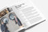 Editorial-Doppelseite mit typografischem Layout, großzügigem Weißraum und kontrastreichem Bild‑Text‑Verhältnis.