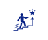 Stilisierte Person steigt eine Treppe hinauf zu einem Stern – Symbol für den Weg zur erfolgreichen Nachfolgeregelung und langfristigen Zukunftssicherung von Gesundheitseinrichtungen.