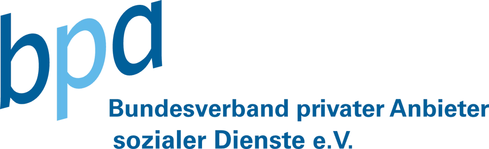 Logo des BPA Bundesverband privater Anbieter sozialer Dienste e.V. auf dunkelgrünem Hintergrund.
