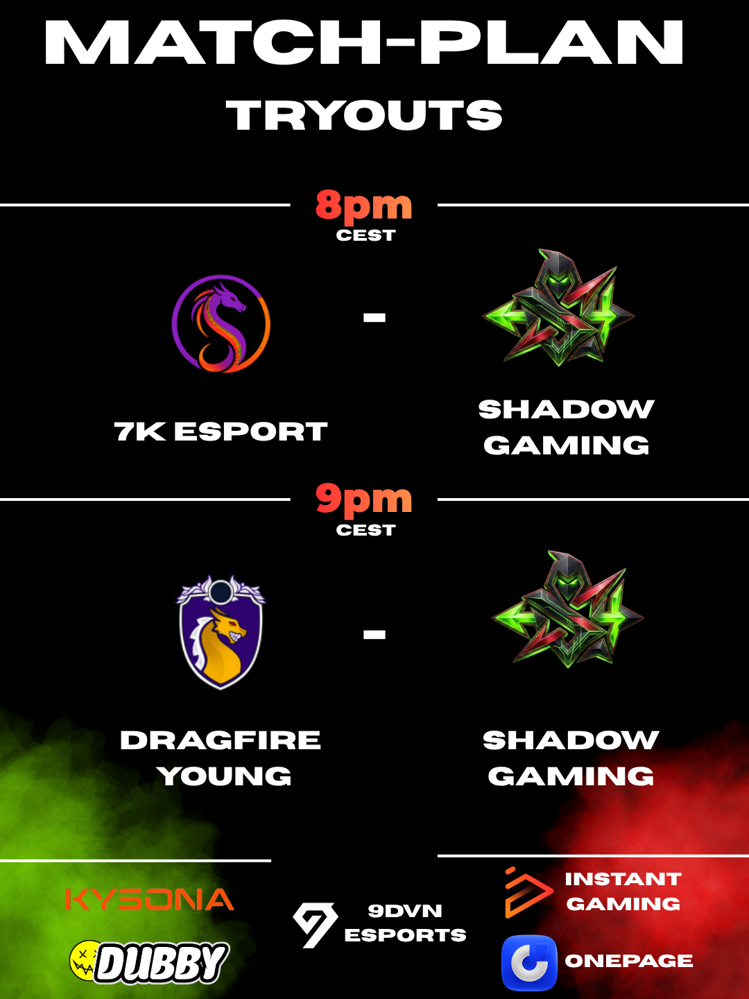 SHADOW GAMING TRYOUTS 26.08.2026