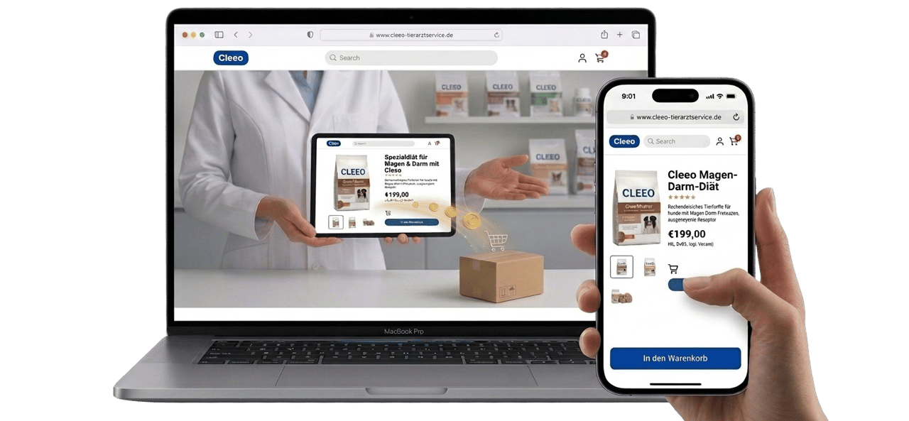 Cleeo Shop auf Laptop und Smartphone
