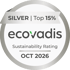 EcoVadis Sustainability Rating in Silber für die Top 15 Prozent, gültig bis Oktober 2026.