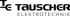 Schwarzer Text „TauschER ELEKTROTECHNIK“ auf dunkelgrünem Hintergrund.