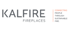 Logo "KALFIRE FIREPLACES" mit dem Slogan "CONNECTING PEOPLE THROUGH SUSTAINABLE FIRE".