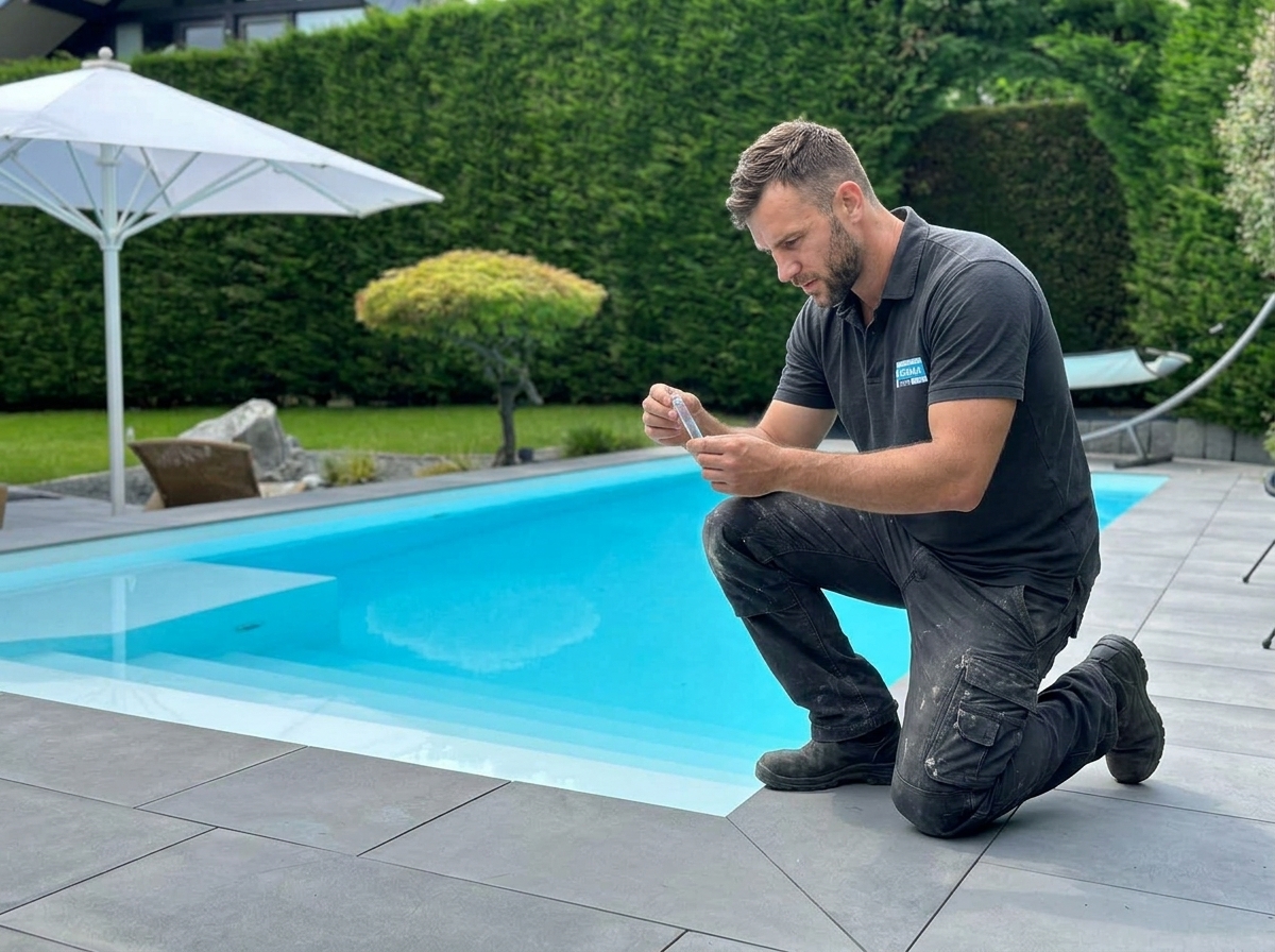 Poolbau Hirsch Servicefahrzeug im Einsatz – Poolbau Hirsch, Poolbau Stuttgart