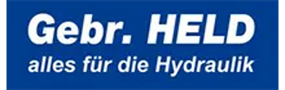 Gebr. HELD alles für die Hydraulik auf blauem Hintergrund.