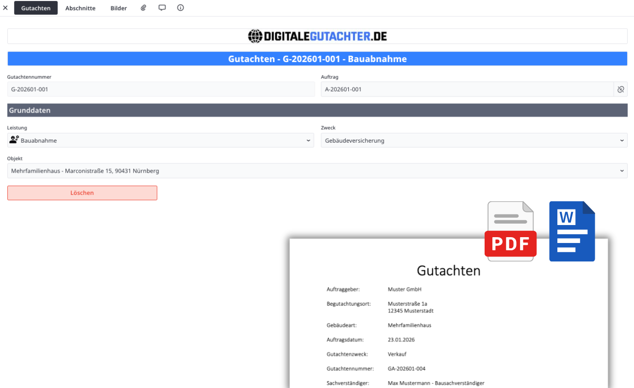 Gutachtenerstellung – Projektakte