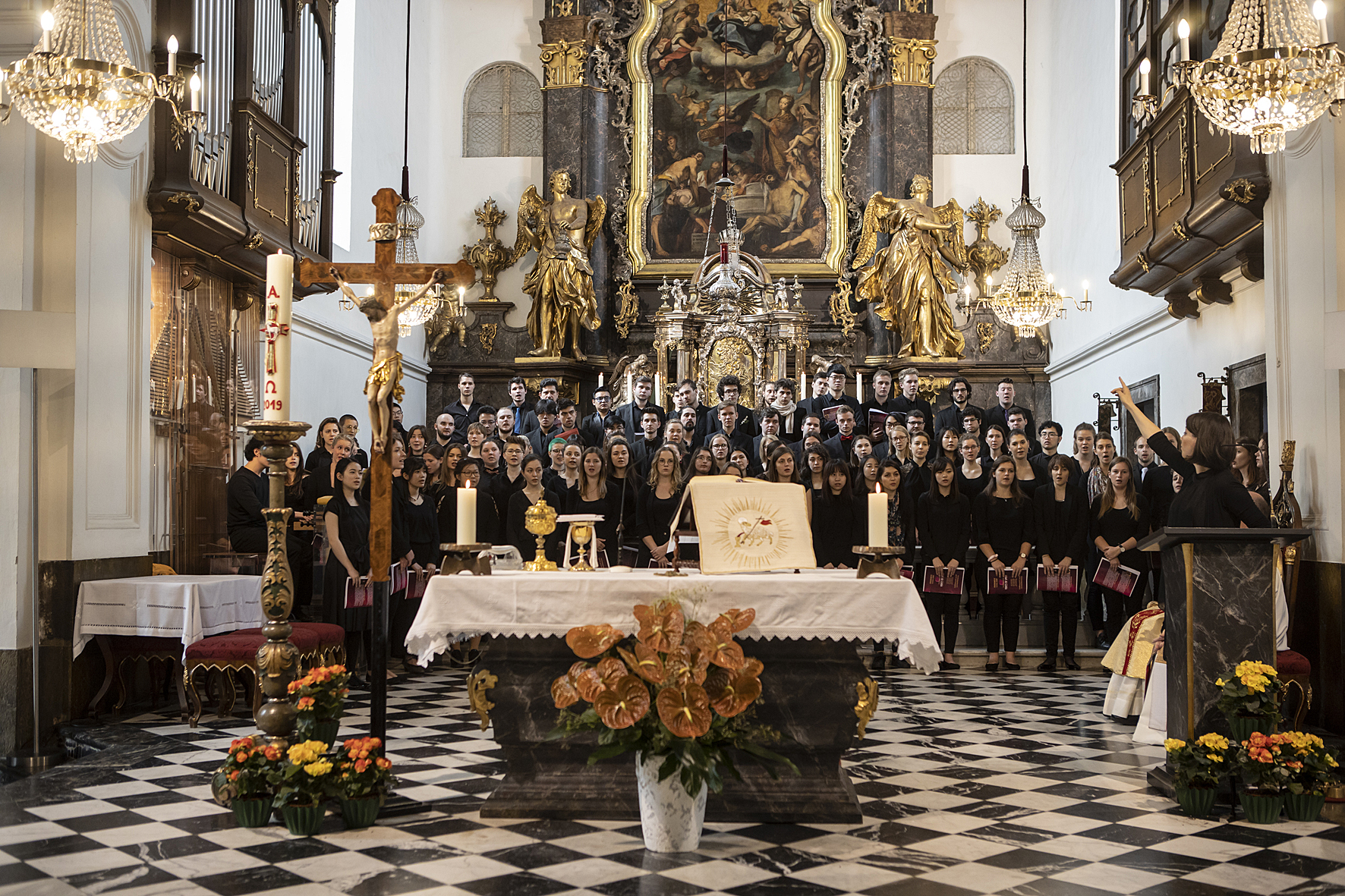 Choir and instrumentalists during the peace mass Da Pacem Domine, Voices of Spirit 2019, Graz