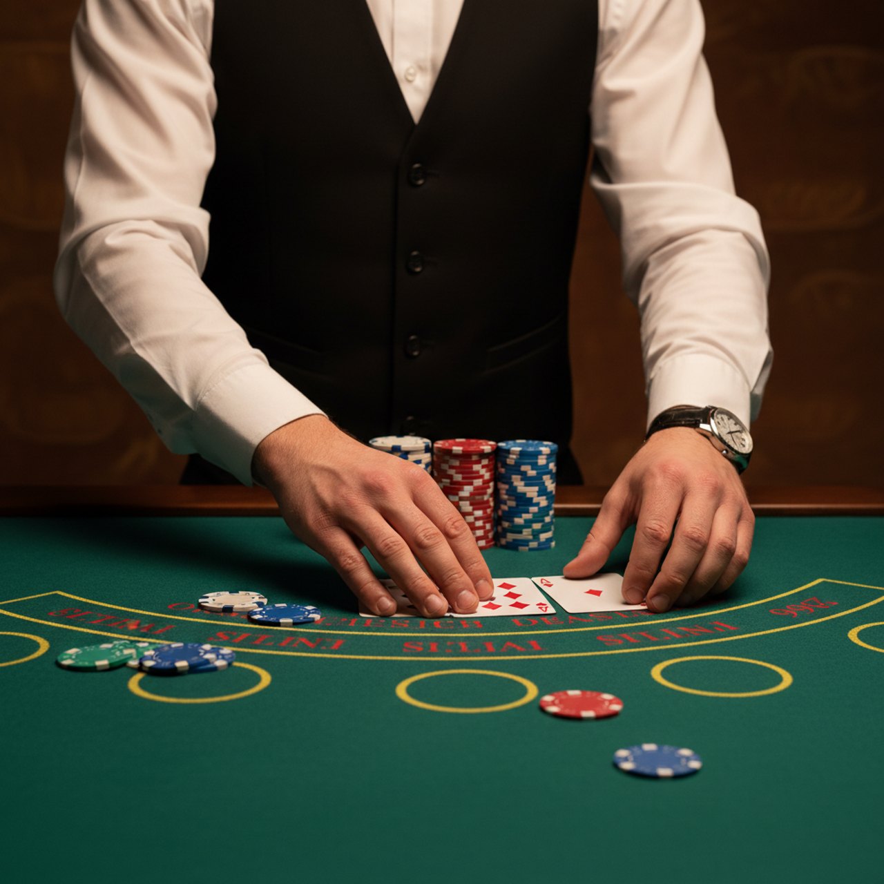 Croupier am Blackjack-Tisch