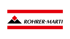Rohrer-Marti Logo mit einem roten Dreieck auf schwarzem Bergmotiv.