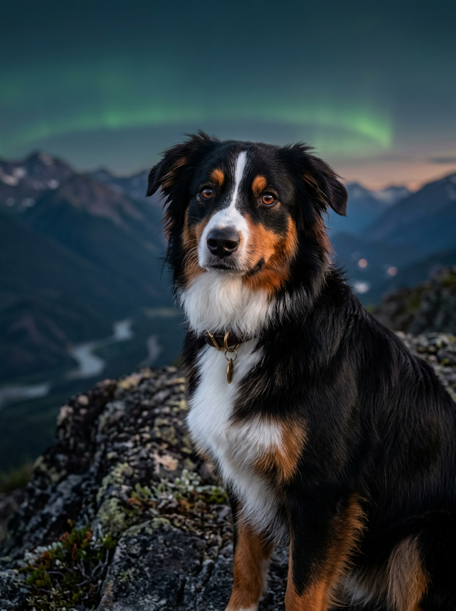 Juna, Black Tri Miniature Australian Shepherd Hündin