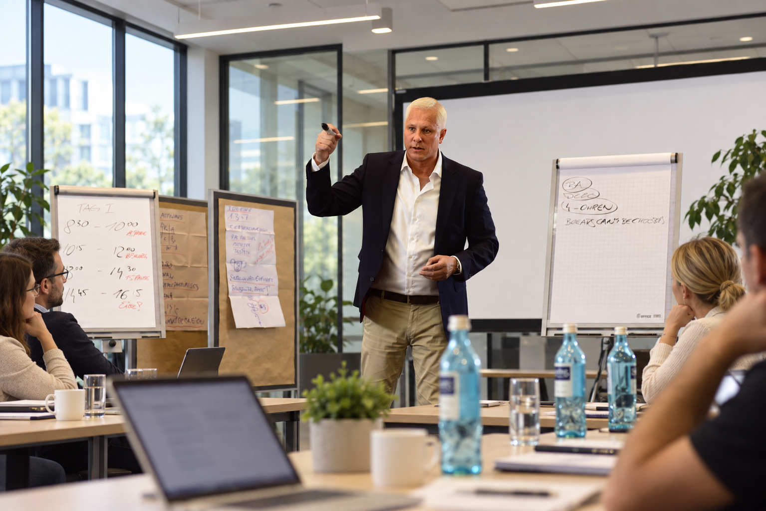 Oliver Banerjee im Training am Flipchart