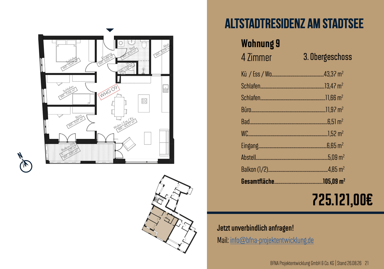 Grundriss Wohnung 9, Altstadtresidenz am Stadtsee, Bad Waldsee