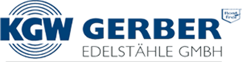 Logo von KGW GERBER EDELSTÄHLE GMBH mit einem Kreismuster links und einem Wappen oben rechts.
