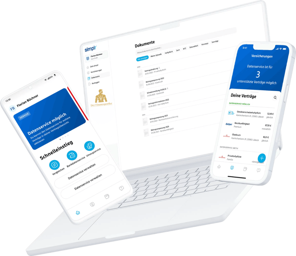 simplr App auf Smartphone, Tablet und Laptop