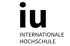 IU Internationale Hochschule logo, black "iu" with a dot above the "i", on a dark green background.