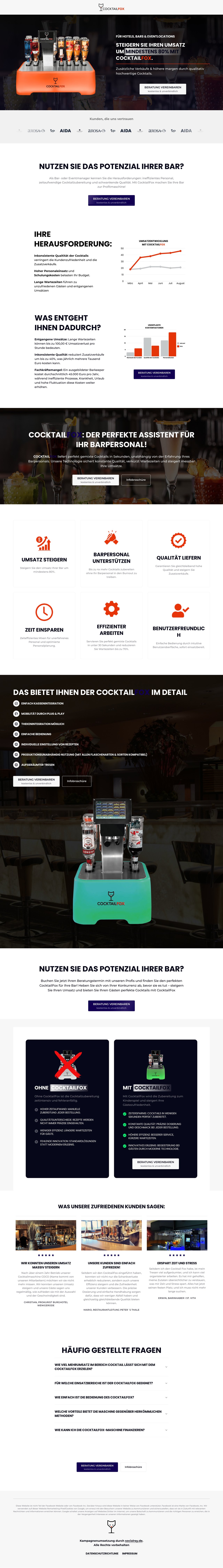 Landingpage-Screenshot Cocktailfox