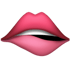 Ein Emoji mit rosa Lippen, die leicht geöffnet sind und einen weißen Zahn und einen dunklen Mund zeigen.