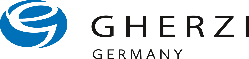 Logo von GHERZI GERMANY mit blauem, stilisiertem "G" in einem Kreis.