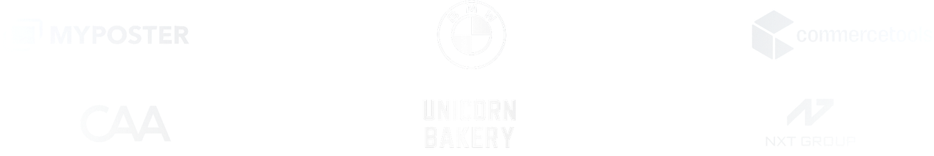 MYPOSTER, BMW, commercetools, CAA, UNICORN BAKERY, NXT GROUP