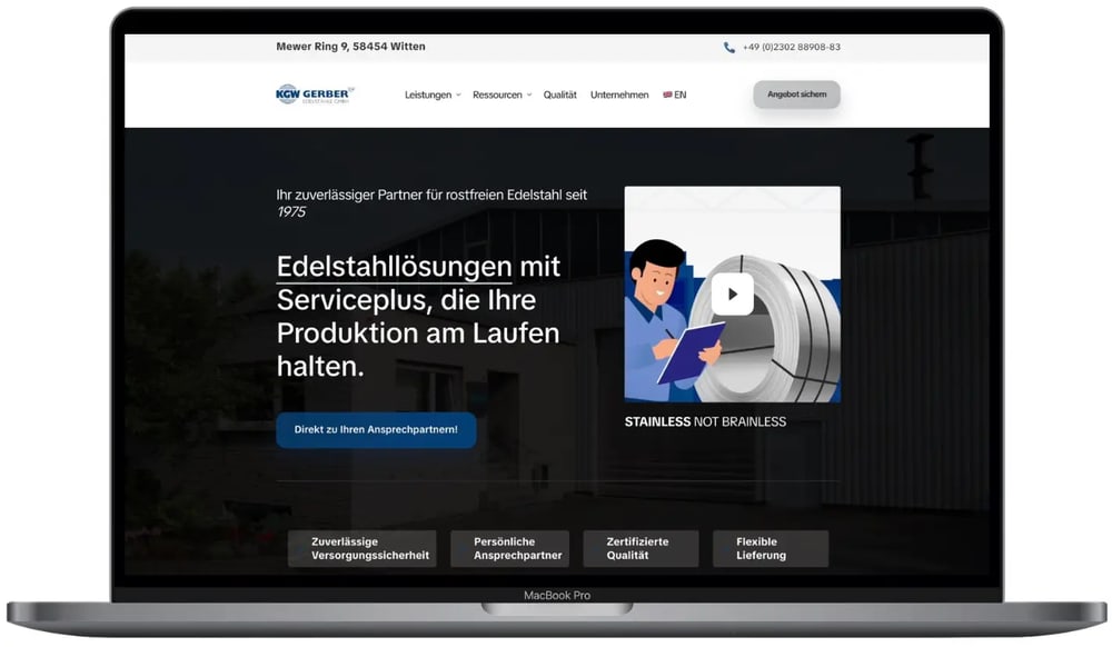 KGW Gerber Edelstähle Website Preview