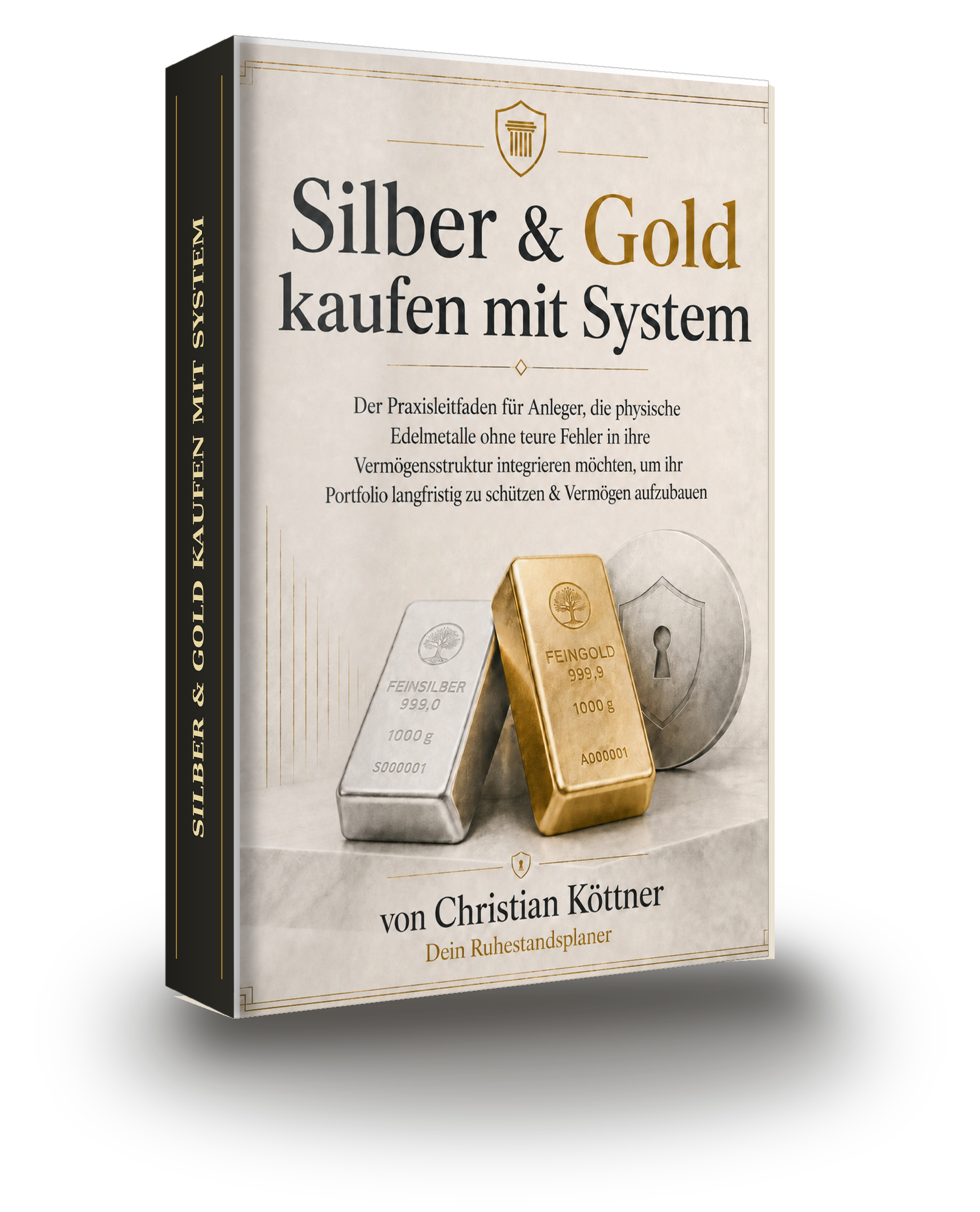 Buch-Mockup des Leitfadens „Silber & Gold kaufen mit System“