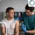 Male nurse administering bioidentical hormone therapy injection to patient