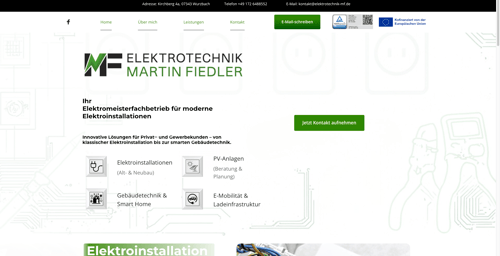 Webdesign-Referenz: Elektrotechnik MF – Website für Elektriker