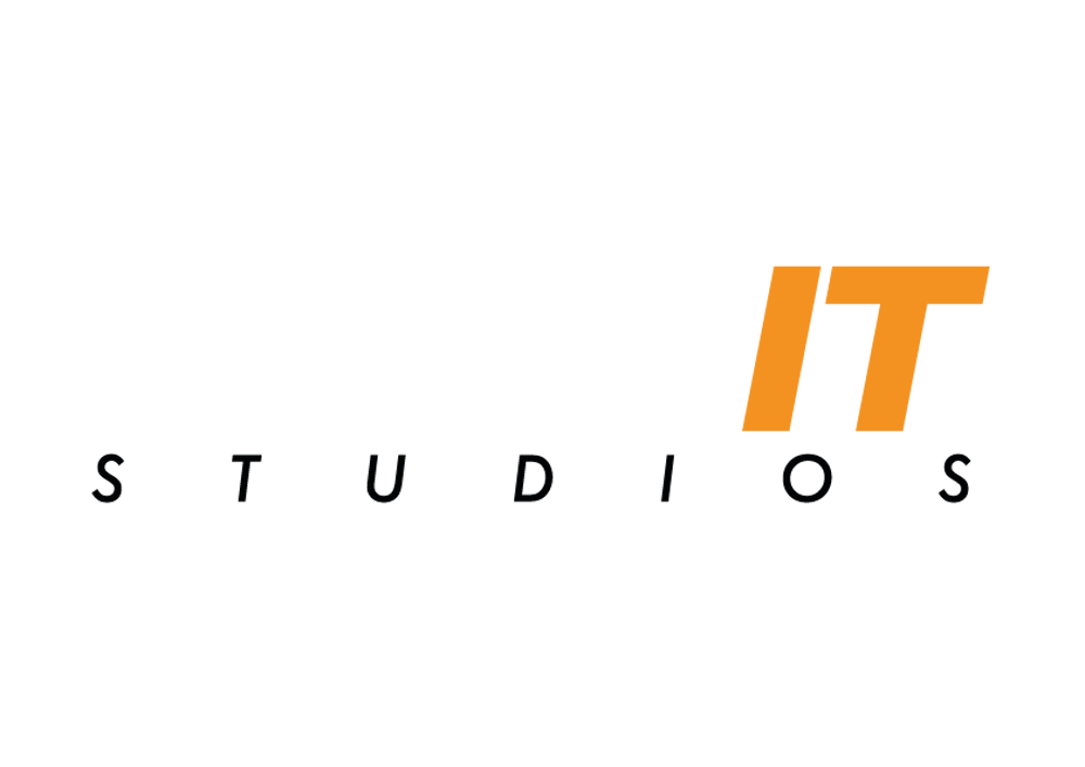 RockIt. Studios Logo mit „Rock“ in Weiß, „It.“ in Orange und „Studios“ in Schwarz.