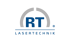 Logo von RT Lasertechnik mit geschwungenem Halbkreis.