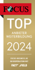 Focus Top Anbieter Weiterbildung 2024, focus-business.de in Kooperation mit FactField.