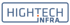 Logo mit dem Text "HIGHTECH INFRA" in Blau, mit einem orangefarbenen Punkt über dem "I".