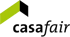 Grün-schwarzes Dachsymbol über dem Schriftzug "casafair" in Schwarz.