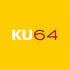 KU64 Logo mit weißem "KU" und roter "64" auf gelbem Hintergrund.
