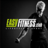 Easy Fitness Club Logo mit einem muskulösen Mann in einem dunklen T-Shirt.