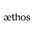 Aethos-Logo auf dunkelgrünem Hintergrund.