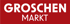 Weißer Text "GROSCHEN MARKT" auf rotem Hintergrund.