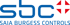 Logo: "sbc" in Blau, rotes Plus, Text "SAIA BURGESS CONTROLS" darunter.