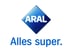 Blaues Aral-Logo in Rautenform über dem Text "Alles super."