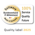 Qualitätssiegel 2025: Software Bundesverband IT-Mittelstand, Made in Germany, 100% Service Quality Future.