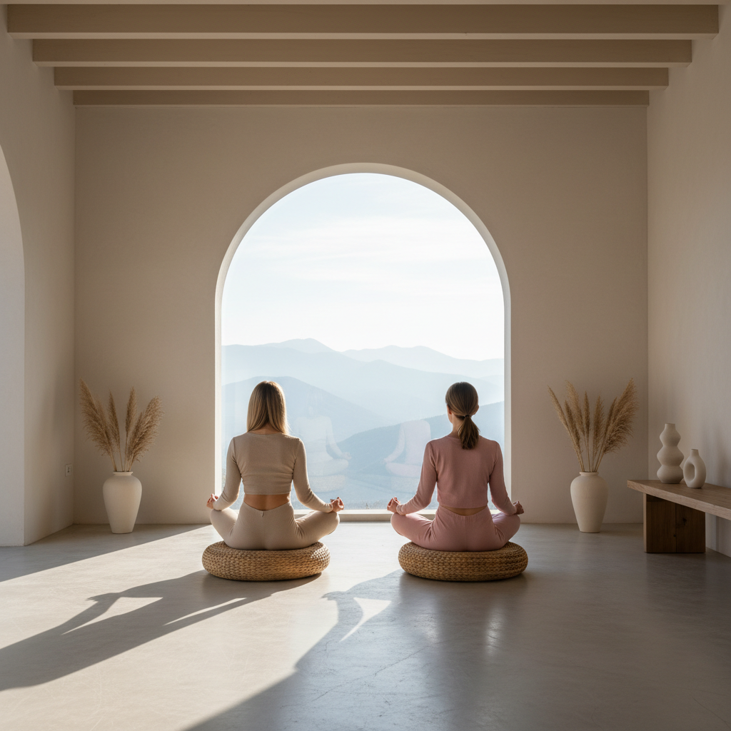 Two women in a calm minimalist meditation -60097205-0a0b-450b-b12f-9eba361243f1.png