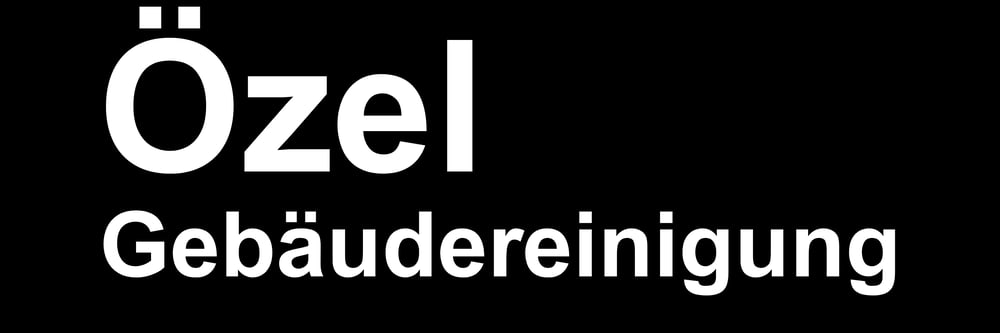 Özel Gebäudereinigung Text in weißer Schrift auf schwarzem Hintergrund.