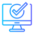 Icon eines Bildschirms mit Haken, steht für eine Website, die zeigt, was Du bietest