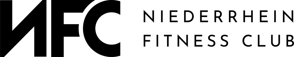 Logo MFC Niederrhein Fitness Club, schwarze Schrift auf dunkelgrünem Hintergrund.