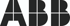 ABB Logo, schwarze stilisierte Buchstaben A und B mit feinen weißen Linien, die die Buchstaben in Quadrate unterteilen.