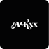AKxx-Logo in verschnörkelter weißer Schrift auf schwarzem Hintergrund.